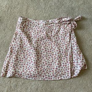 floral wrap mini skirt